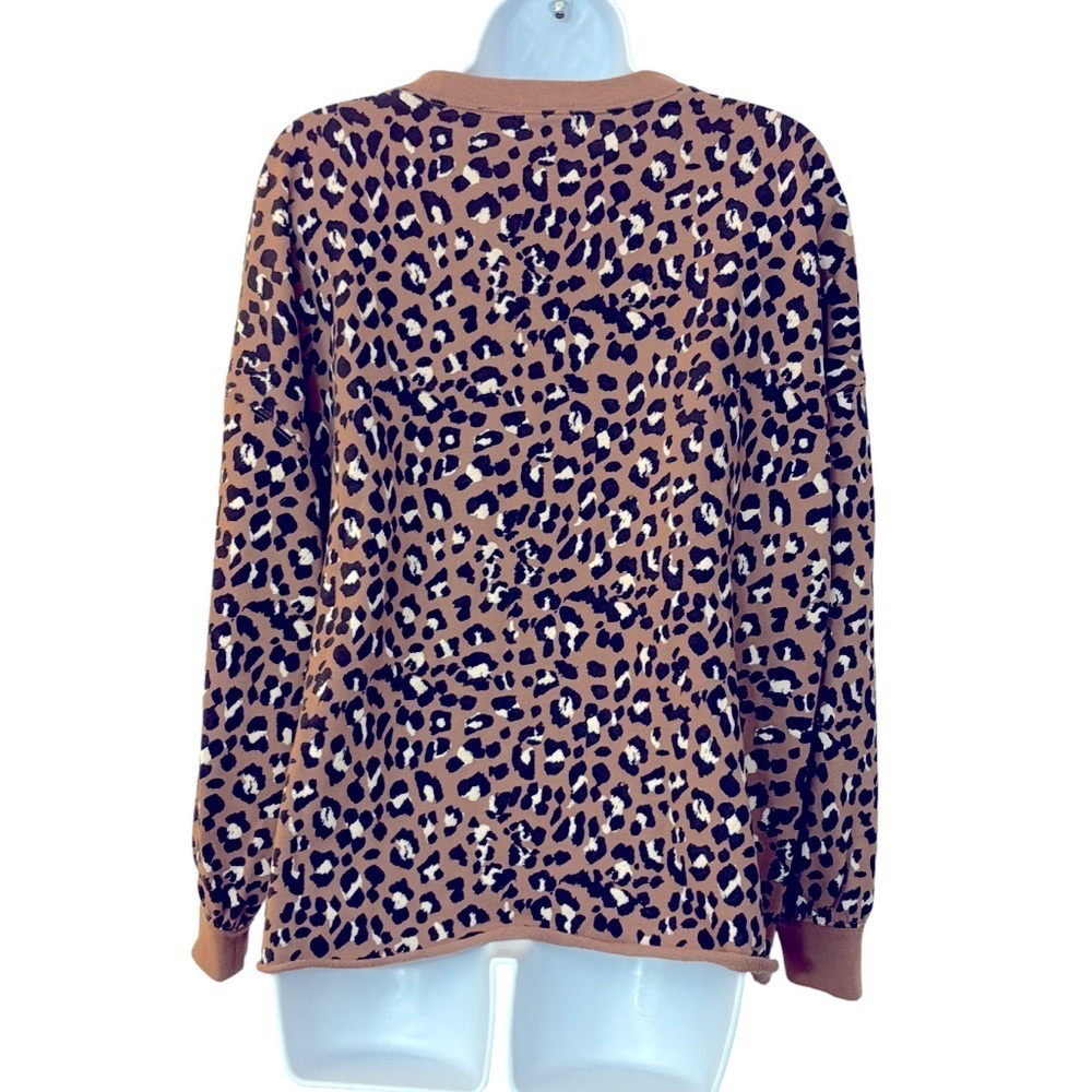 Rails Reeves Sweatshirt in Mountain Leopard Oversized Boxy Rolled Hem Size Small - Picture 6 of 10